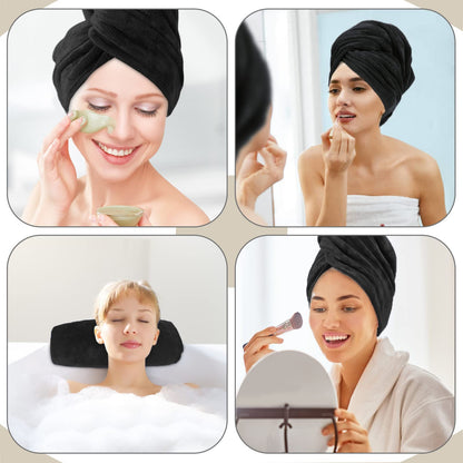 Sunland 2 Pack Super Absorbent Microfibre Drying Towels Quick Drying Magic Turban for Drying Long, Soft and Large Hair 50cm x 100cm Black