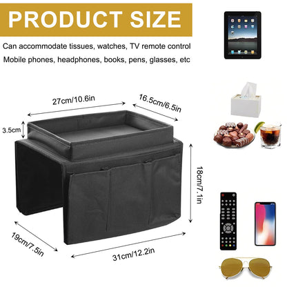 JKYVAA Sofa Armchair Tray Organiser Waterproof Sofa Arm Chair Table Tray TV Remote Control Holder Non-Slip Armrest Couch Cup Holder Organizer with 4