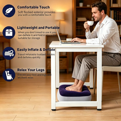 2 Pcs Inflatable Foot Rest for Plane, Adjustable Travel Leg Pillow