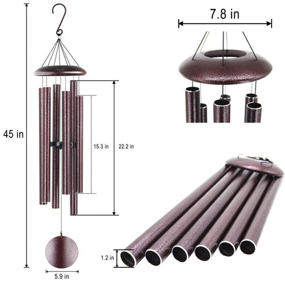 Astarin Wind Chimes Outdoor Deep Tone, 45 in Memorial Wind Chimes Large with 6 Heavy Tubes, Large Deep Tone Wind Chimes Outdoor for Garden Hanging