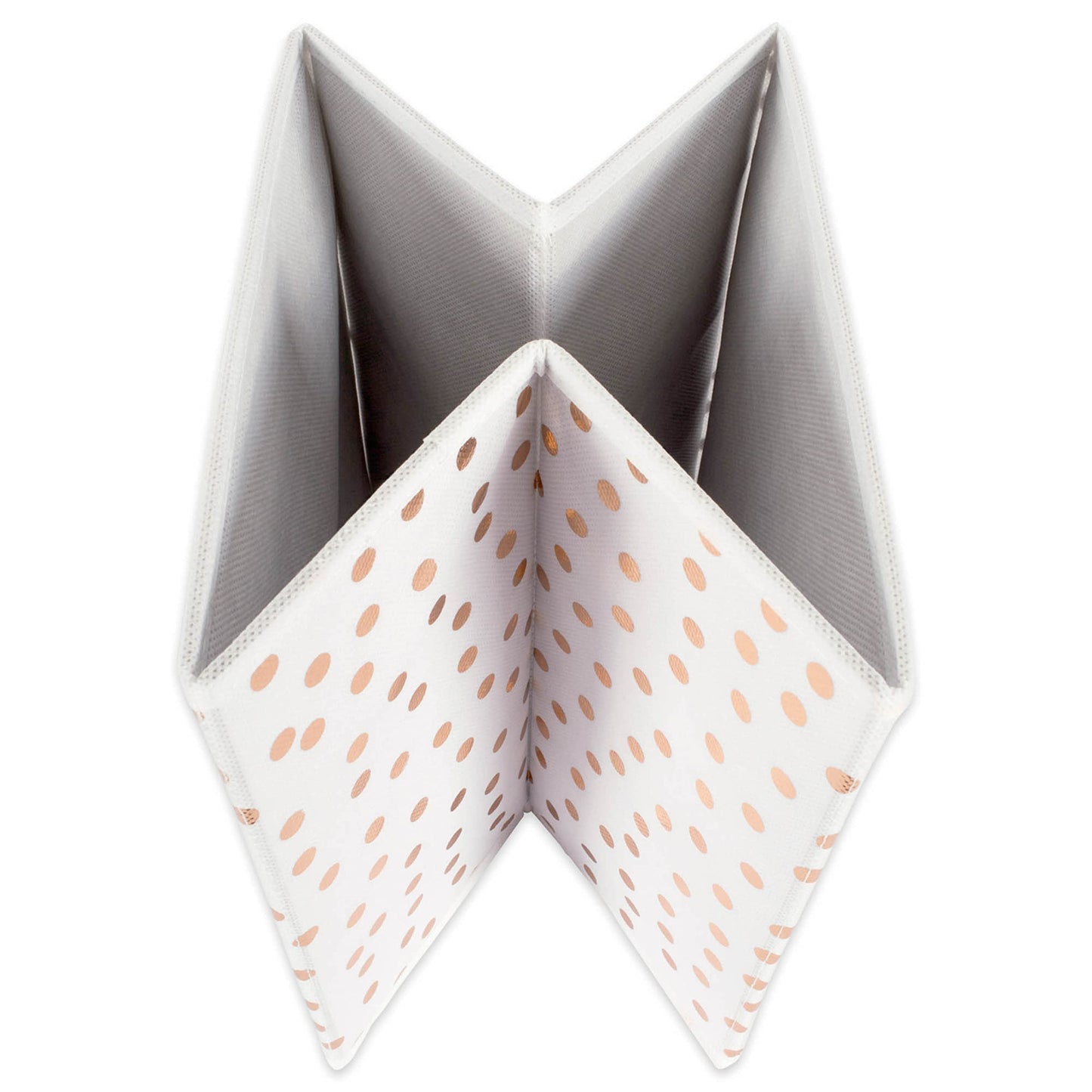 DII Non Woven Polyester Storage Bin, Polka Dot, White & Copper, Large Set of 2