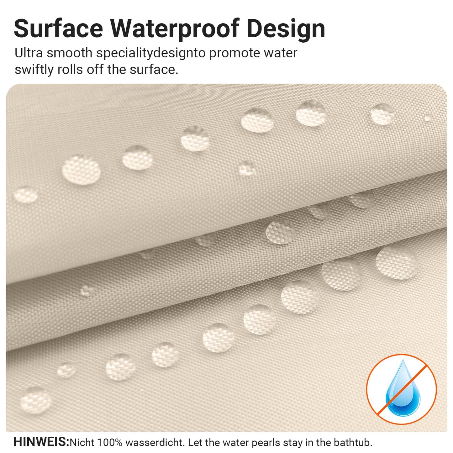 Lerores Shower Curtain, 160 x 200 cm, Beige, Weighted Hem, Anti-Mould Textile, Water-Repellent, Washable Polyester Fabric Bath Curtains for Bathroom