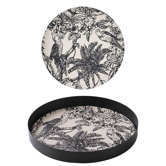 SLHEQING Makeup Organiser, Black Perfume Tray Metal Vanity Decorative Tray Vintage Makeup Storage, Round Dressing Table Organiser