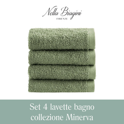 NELLA BIAGINI Minerva Bath Towels 30 x 30 cm, Set of 4, 100% Pure Terry Cotton, 420 g/m², Soft, Absorbent, Practical, Durable, Solid Colour