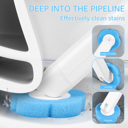 Toilet Wand Kit, Toilet Cleaner Brush with 24 Pcs Toilet Wand Replacement Heads, 360 Degree Cleaning Toilet Brush Cleaning Kit