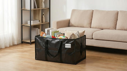 Mesiria Large Storage Bags, Heavy Duty Waterproof Clothes Storage Bag Box Moving Bag Moving Totes Moving Boxes (4, Black)