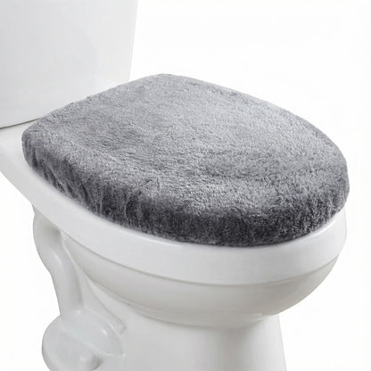 1 PCS Toilet Seat Lid Cover Microfiber Soft Velvet Toilet Cover Durable Adjustable Stretch Fuzzy Seat Covers with Elastic Bottom Absorbent Machine