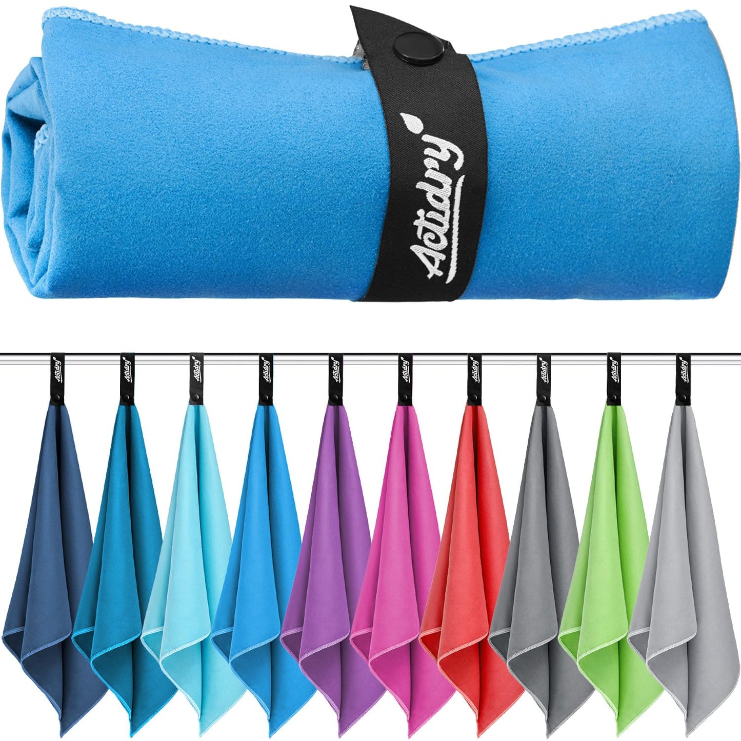 Actidry Microfibre Towel - light and absorbent - 9 colours S M L XL sizes - great for beach, sports and outdoor activity - S (40 x 80 cm) 2 pieces