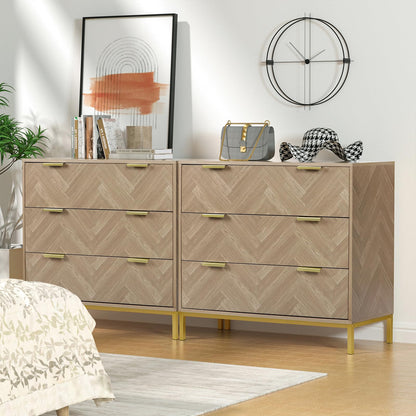 Skokliz Modern 3 Drawer Chest of Drawers for Bedroom, Mid Century Natural Oak Modern Dresser Wooden Storage Unit Bedroom Furniture with Spacious