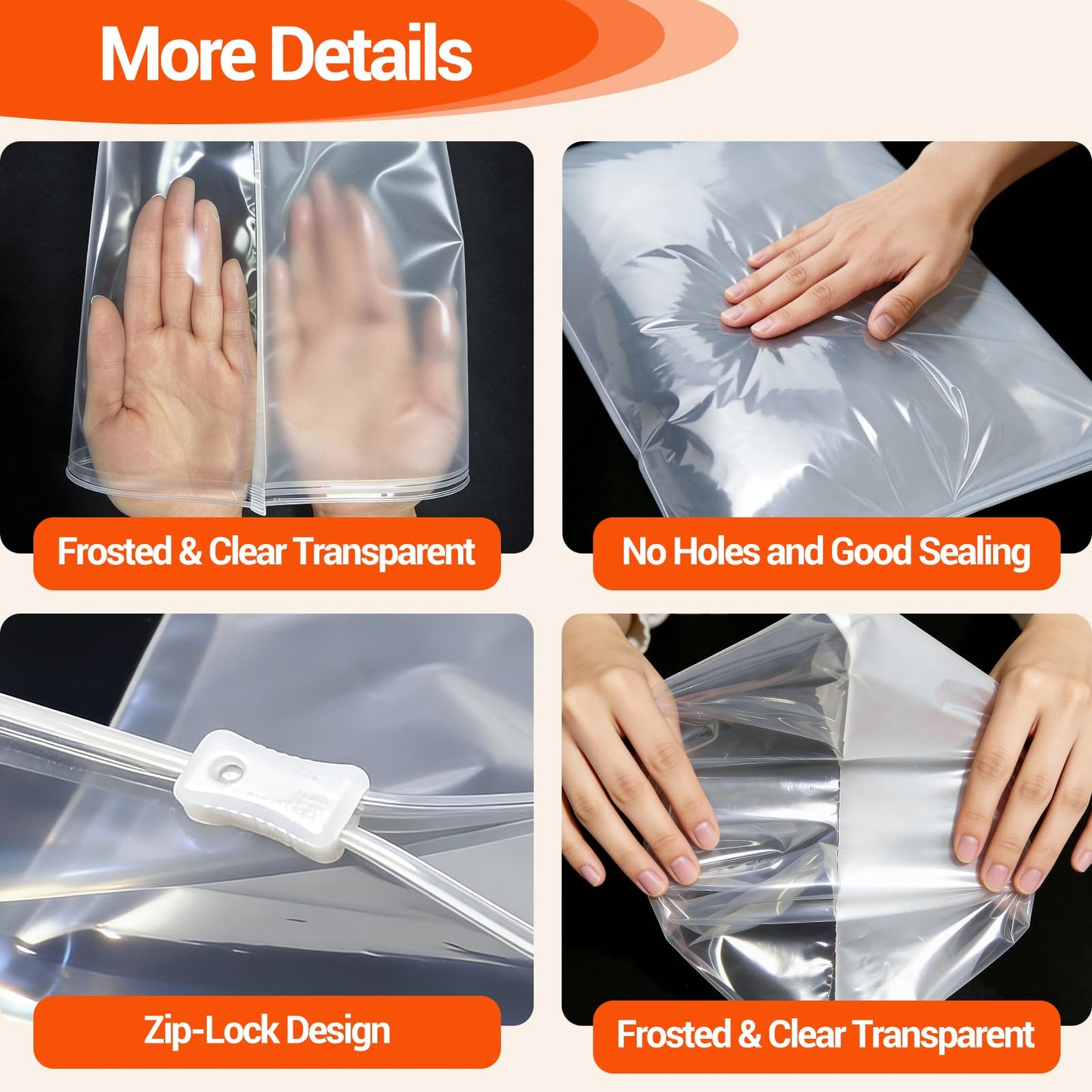 30Pcs Large Ziplock Bags 40x30cm Plastic Reusable Zip lock Bags