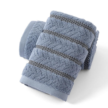sense gnosis Blue Hand Towels Super Soft Jacquard Ribbed Striped Pattern 100% Cotton Absorbent Decorative Hand Towel for Bathroom 13 x 29 Inch, 2 Pack