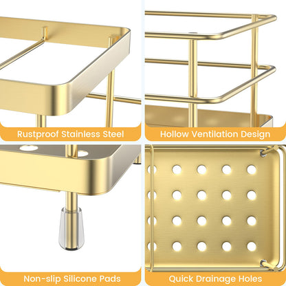 Luxspire Toothbrush Holders for Bathroom, Stainless Steel, 6 Slots, Gold