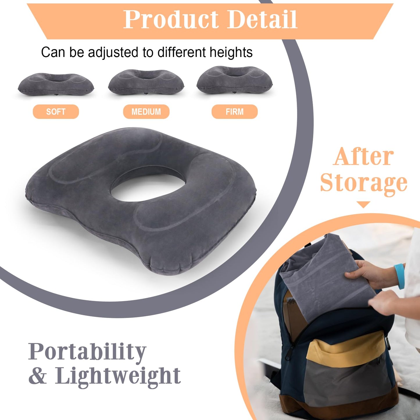 AirSwim Inflatable Hemorrhoid Pillow, Inflatable Donut Cushion for Sitting