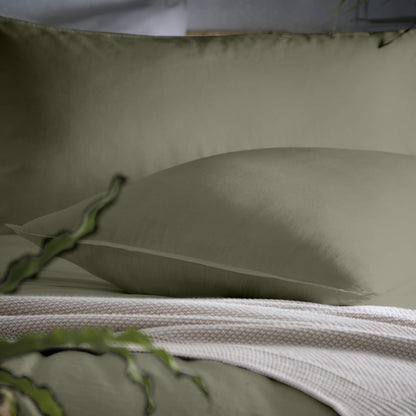 Appletree - Dark Green Duvet Cover Sets - Super King Bedding Size (260 x 220cm) - Green Khaki Duvet Cover Bedding - Soft & Luxury 100% Cotton Bed Set