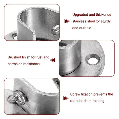 sourcing map 4pcs Stainless Steel Closet Rod Holder Set U-Shaped 0.79" Dia Shower Rod Flange Socket Wardrobe Bracket with Screwdriver and Expansion