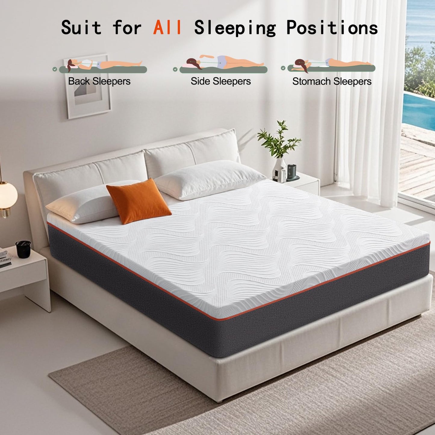 Laccard Double Mattress, 15cm Memory Foam Mattress, Cooling Double Mattresses for Pressure Relief