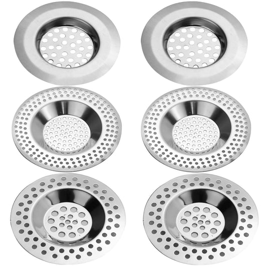 (Set of 6 Pcs) 3 Sizes Kitchen Sink Strainer Hair Catcher for Shower Drain Cover Sink Plug Strainer for Drainer Protector Blocker Filter Bath Plug
