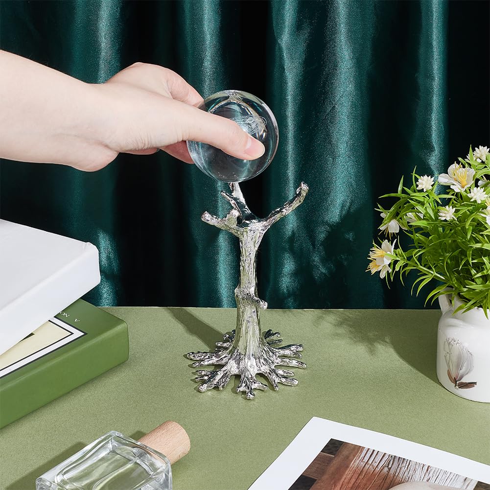 PH PandaHall Crystal Ball Stand Tree Shaped Sphere Holder Silver Crystals Holder Rack for 8 to 10cm Spheres Display Stand Metal Stone Ball Base