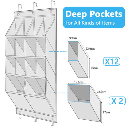 FENTEC Over Door Shoe Storage, Door Shoe Organizer 14 Pockets, Hanging Shoe Storage Organiser Back of Door Shoe Rack