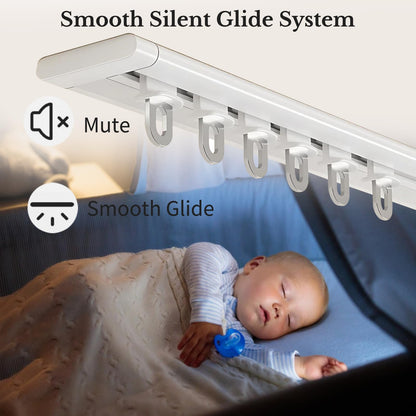 Self-Adhesive Ultra-Thin Curtain Track, Aluminum Ceiling Curtain Rail – Silent Sliding Rail for Living Room, Bedroom