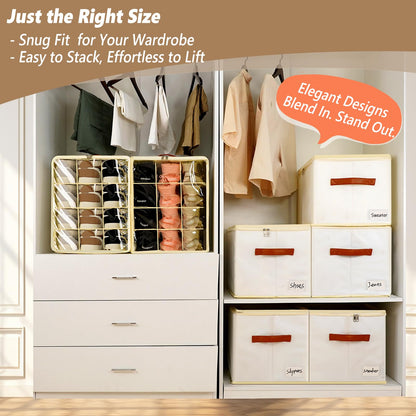 Flexible Dividers Shoe Storage Box Fabric Organiser for Wardrobe - 1 Pack