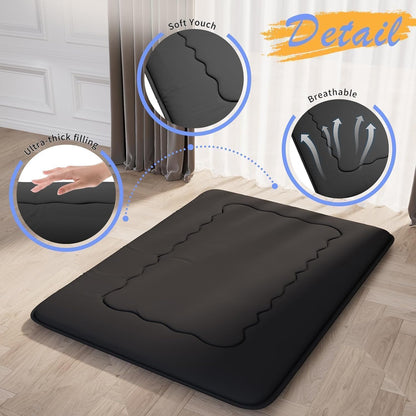 Kiseely Japanese Futon Mattress, Foldable Tatami Mat Portable Dormitory Sleeping Pad With Bag & Strap