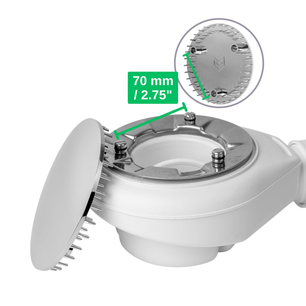 Cover for shower drain, Ø 115 mm, compatible with Viega Tempoplex drain set from model year 2006, suitable for model 6964.0, for drain hole Ø 90 mm