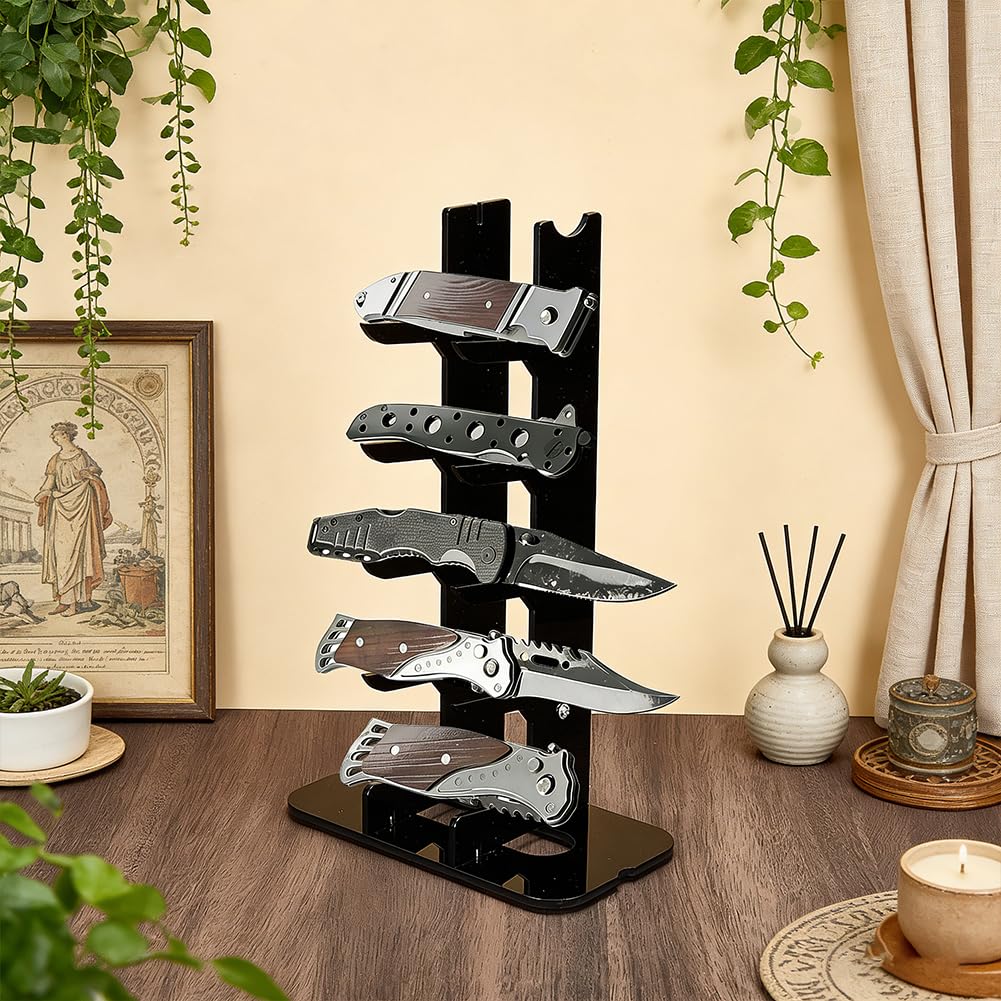 UNICRAFTALE 1 Set 5-Tier Acrylic Knife Display Stand Pocket Knife Holder for EDC