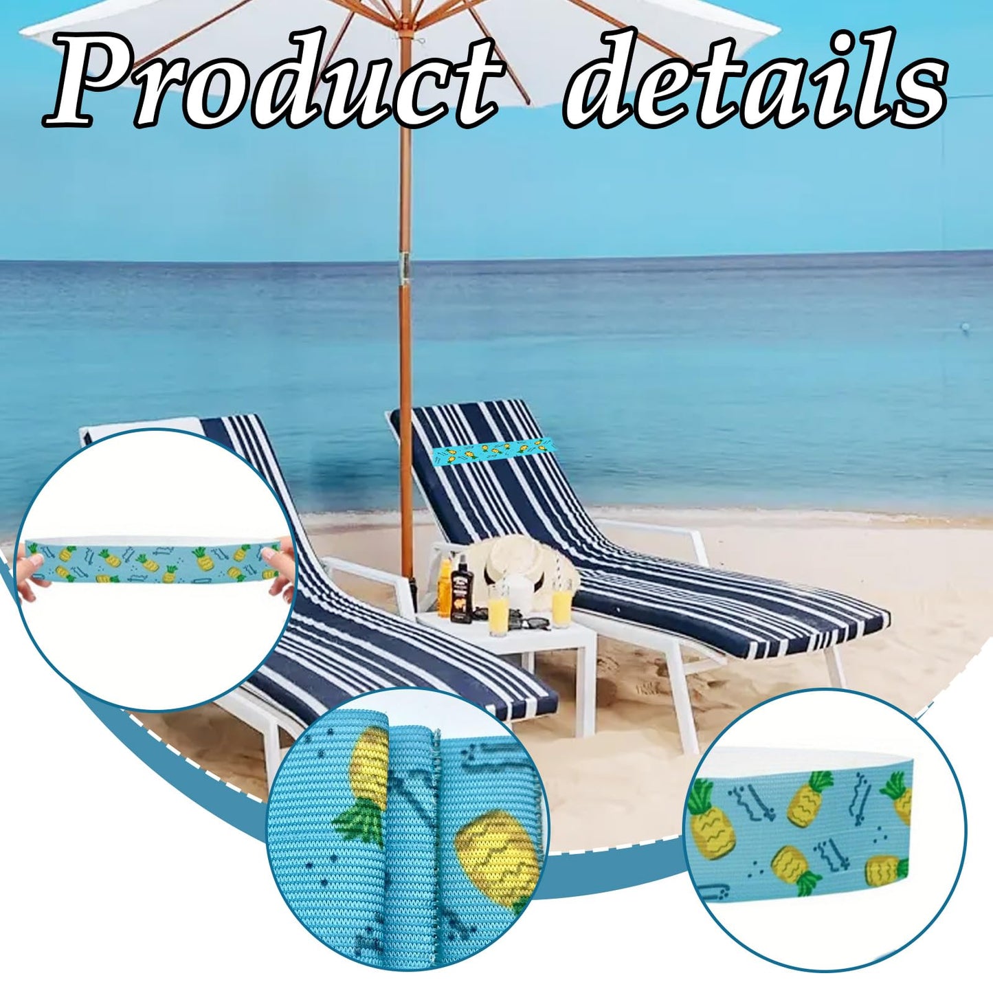 Hedayu Beach Towel Bands Sun Loungers Sunbed Towel Band, 30cm, 2Pcs