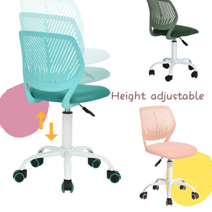 FurnitureR Gaming Chair for Children, Office Chair, Gamer Chair, Desk Chair, Ergonomic Modern Design, Armless, Seat Height Adjustment, Rubber Wheels