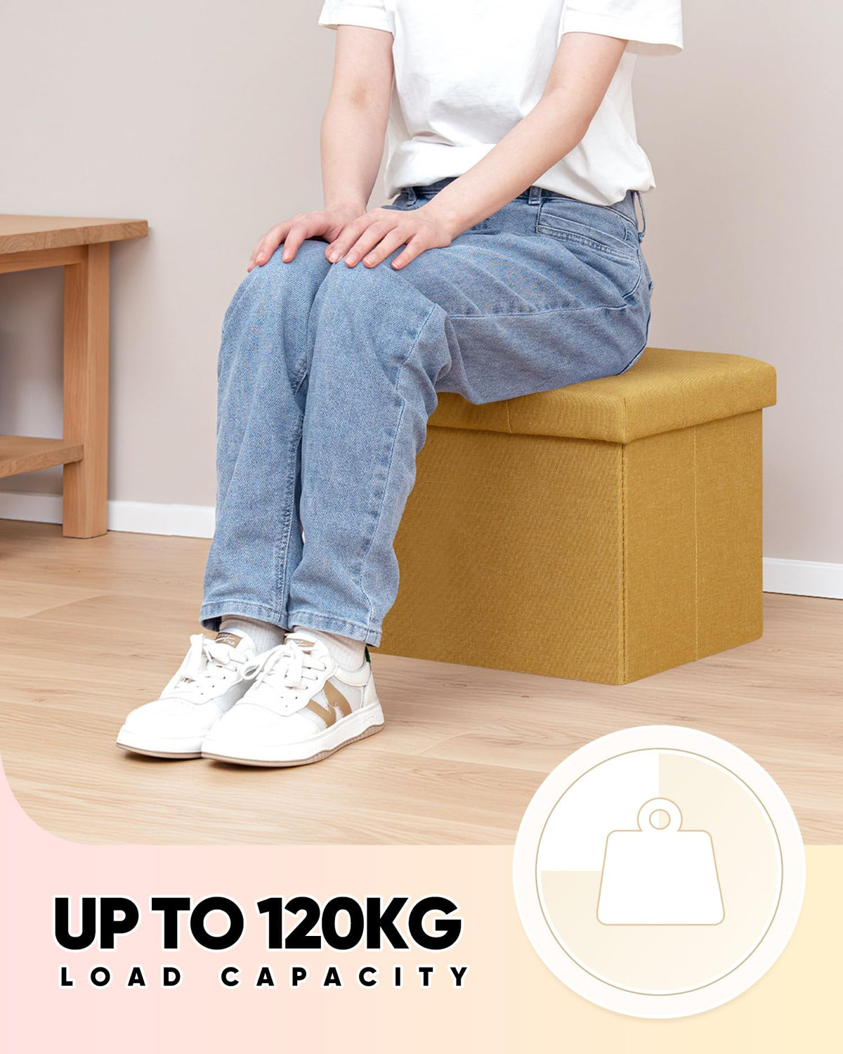 Bonlife Storage Ottoman, Folding Small Foot Rest,Toy Chest Storage Footrest Seat, Footstool for Living Room, Bedroom, Dorm