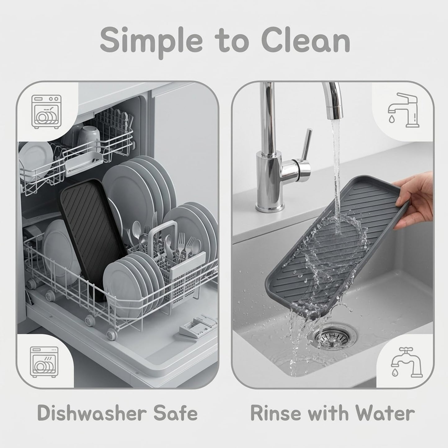 3pcs Sink Tray, Multi-Use Sponge Holder for Kitchen and Bathroom Countertops, Non-Slip Soap Dish, Tray and Utensil Organiser