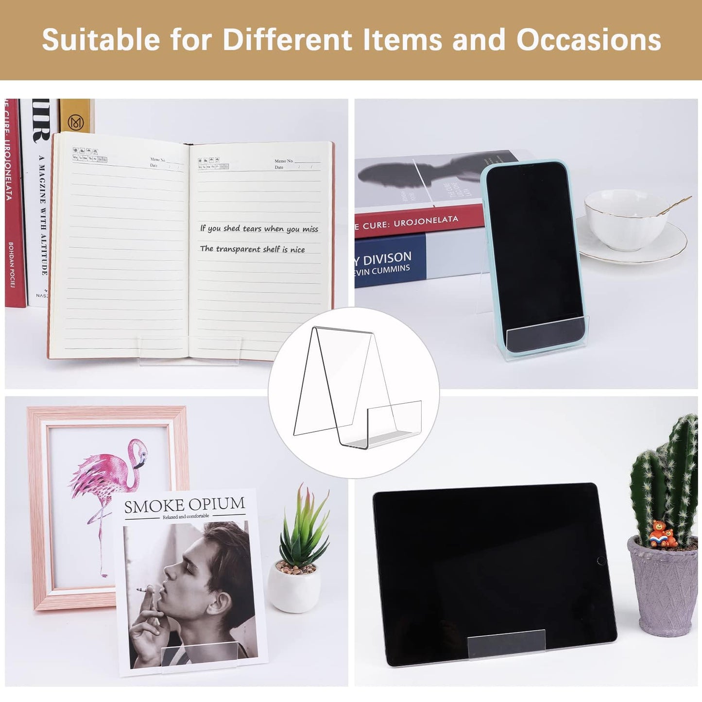 12 PCS Acrylic Book Display Stands, Transparent Display Stands