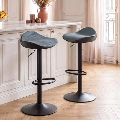 YOUNUOKE Blue Bar Stools Set of 2 Backless Breakfast Barstools