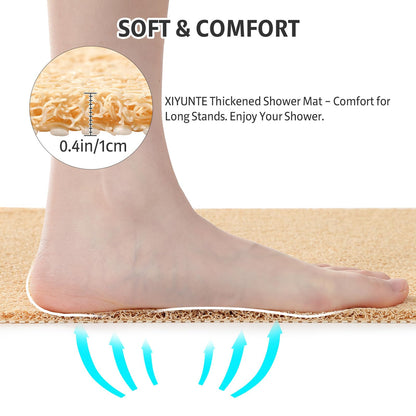 XIYUNTE Soft Shower Mat Non Slip Anti Mould 60 x 40 cm, INCL. Hooks for Drying, PVC Bath Mat Non Slip Anti Mould