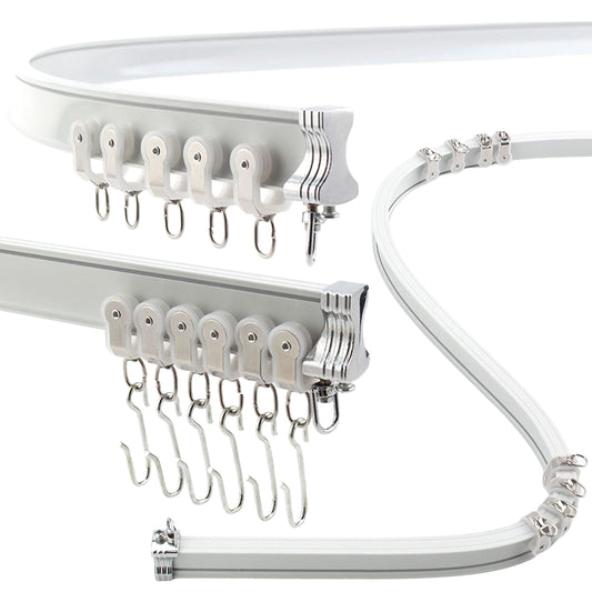 Aluminium Flexible Ceiling Curtain Track 3ft-16.4ft / 5m | Bendable Curtain Rail for Bay Windows & Shower | Heavy Duty Ceiling Mounted Track for