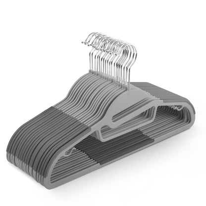 KEPLIN 30-Pack Non-Slip Hangers – Durable, Slimline Design for Space Saving with 360° Swivel, Tie Organiser, Strap Hooks, and S-Shape Opening