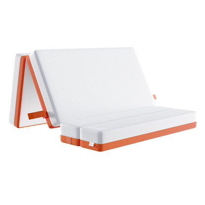 TeQsli Small Double Foldable Mattress, 10CM Memory Foam Folding Mattress with Removable Washable Cover, for Guest Beds, Camping and Road Trips