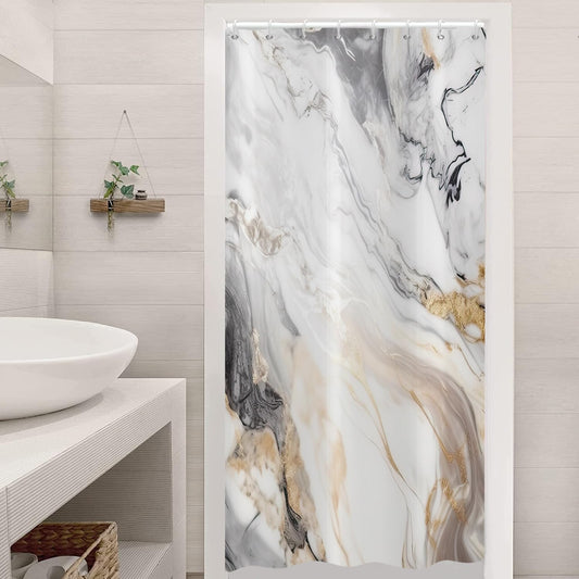 ASDCXZ Marble Shower Curtain 120x200 cm, Modern Abstract Grey Gold White Brown Marble Optic Texture Washable Bath Shower Curtains Polyester Textile