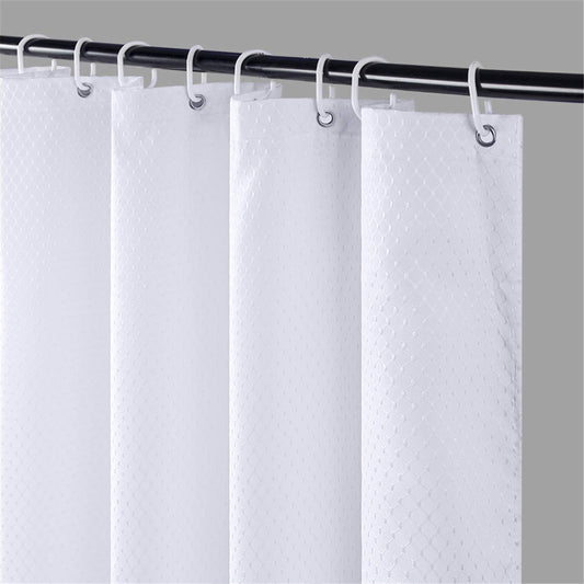 Furlinic Narrow Shower Curtains Waffle Fabric Polyester 120x180cm Anti Mould Mildew Resistant Waterproof White Shower Curtain Liner with 8 Hooks 47x71