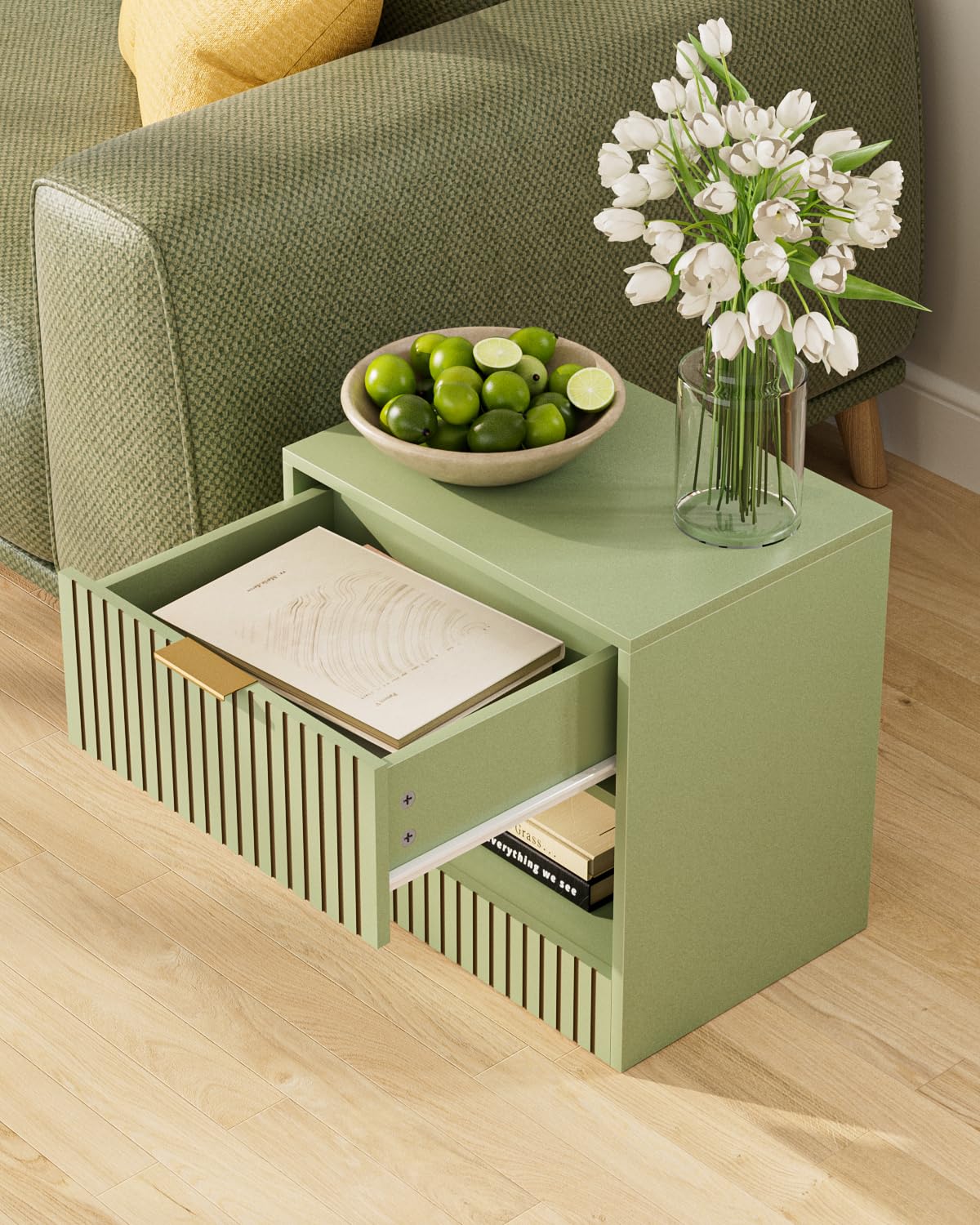 Apetaccat Small Bedside Table,41x28x39cm, Farmhouse Wooden Bedside Cabinet with Drawer,Kids Bedside Table Nightstand for Bedroom,Living
