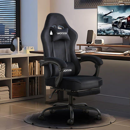 WOTSTA Gaming Chair for Adults, Ergonomic Gaming Chair with Footrest, Lumbar Support and Headrest, Adjustable Height computer chairs gaming