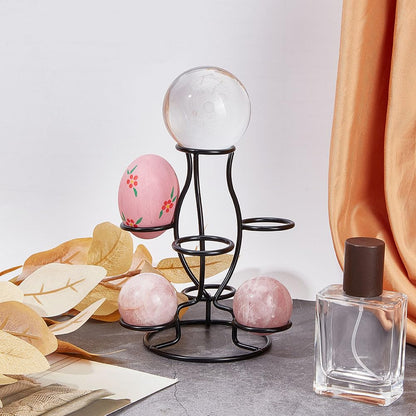 NBEADS Crystal Ball Holders, 7 Eggs Display Stand Black Iron Multi-Sphere Display Holder for Crystal Ball Sphere Globe Home Office Decor Ornament