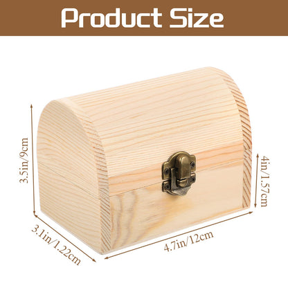 FdcLixuvol Unfinished Wood Treasure Chest, Wooden Box with Hinged Lid
