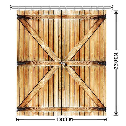 Xiaoterna Rustic Shower Curtain Retro Brown Wooden Door Waterproof Bathroom Curtain Western Country Harvest Farm Barn Machine Washable Mildew