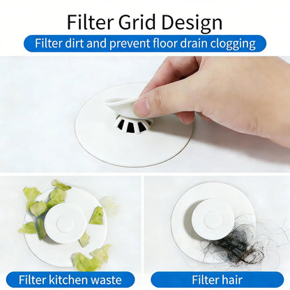 Universal Silicone Drain Plug - Washbasin Plug and Bathtub Plug with Press and Hair Strainer Function - Practical Drain Strainer for Washbasins