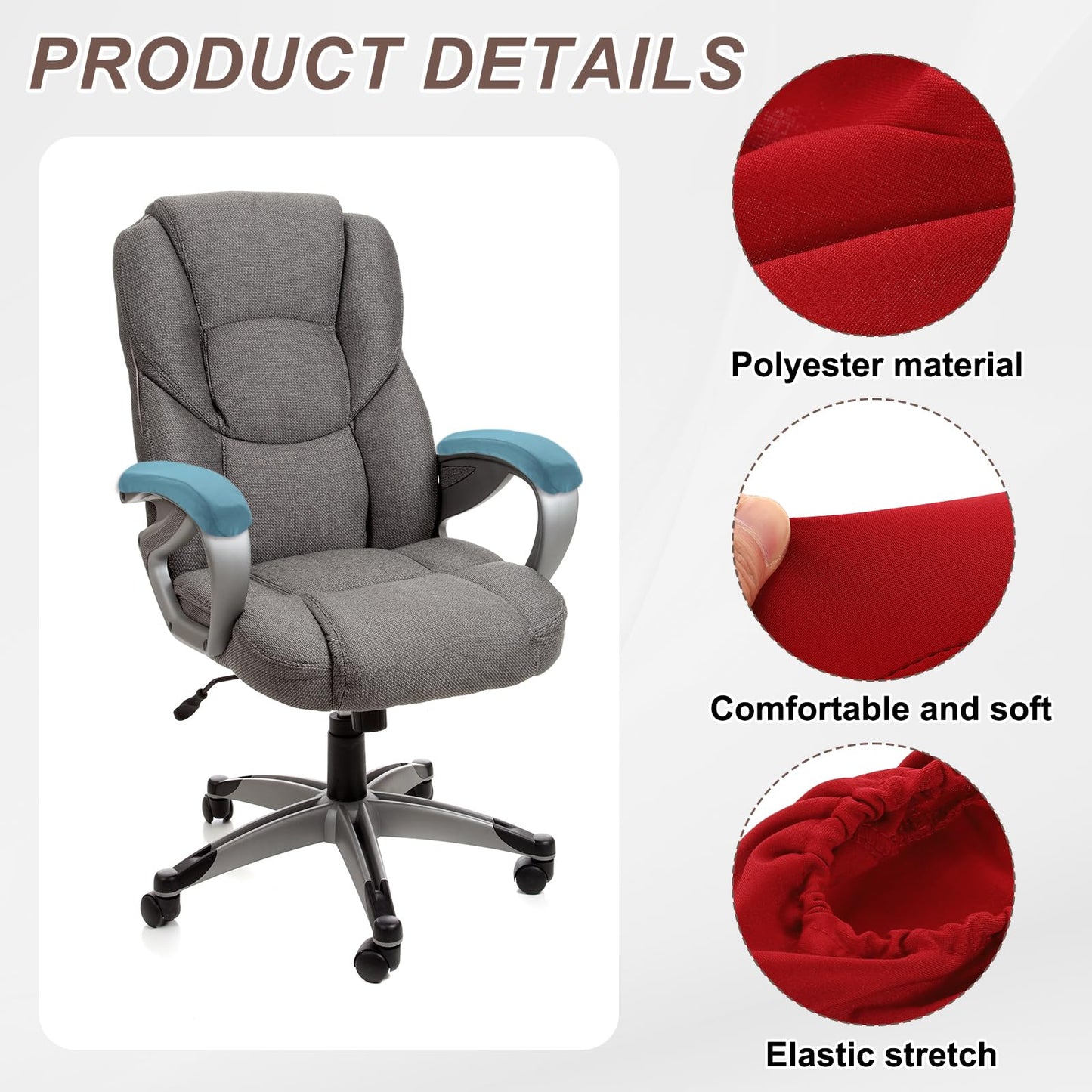 sourcing map Chair Armrest Slipcovers Covers, 32 x 8cm Polyester Removable Seat Hand Rest Protector for Office Chairs Desk Chair(Wine Red)