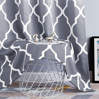 Beauoop Blackout Curtains for Living Room Grey Ombre Curtains 90 Inch Drop Geometric Print Eyelet Curtain for Bedroom Room Darkening Thermal Insulated