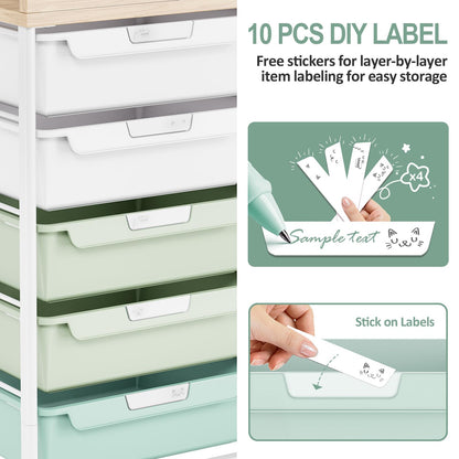10-Drawer Craft Organizer Trolley Cart, Green