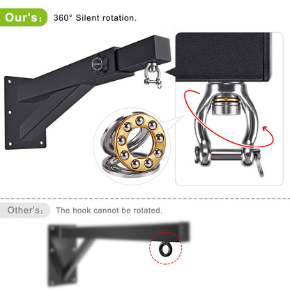 BeneLabel Punch Bag Bracket, Boxing Bag Wall Stand Frame Heavy Duty Speed Bag Hanger Silent Rotation Chain Carabiner with Adjustable 44-64cm Length
